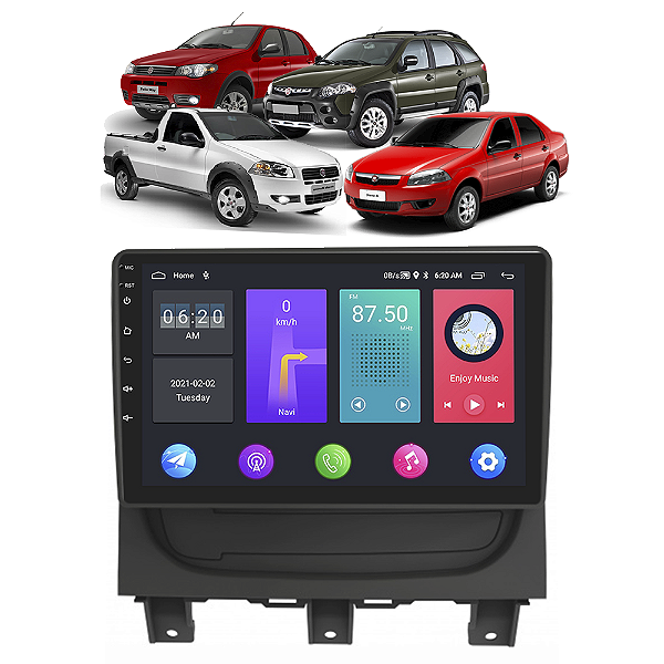 Kit Multimídia Android Fiat Palio 2012-2020 9" Tv Online GPS Bluetooth WiFi USB Rádio FM