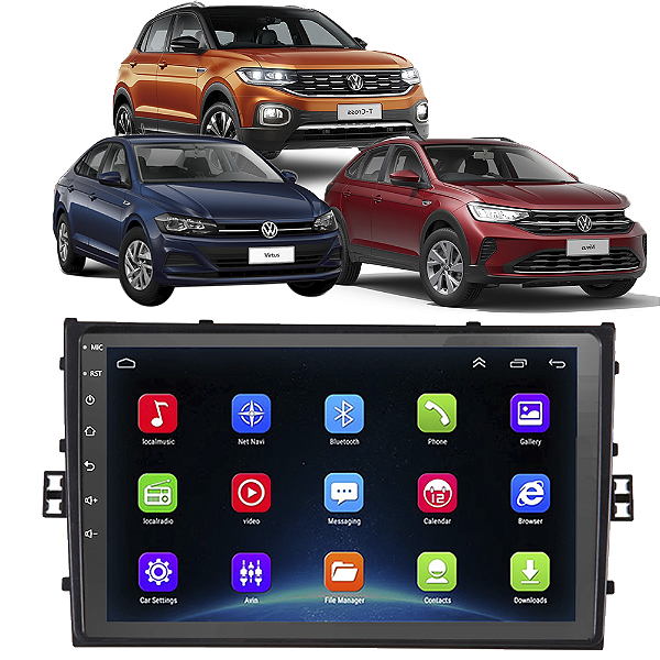 Kit Multimídia Android Polo Virtus (2018-2022) 9" Tv Online GPS Bluetooth WiFi USB Rádio FM