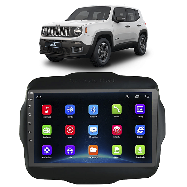 Kit Multimídia Android Renegade 2015-2024 9" Tv Online GPS Bluetooth WiFi USB Rádio FM