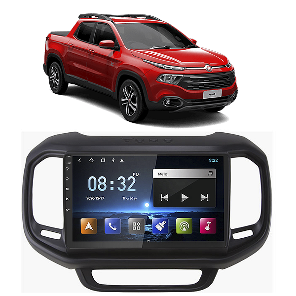 Kit Multimídia Android Toro 2016-2023 9" Tv Online GPS Bluetooth WiFi USB Rádio FM