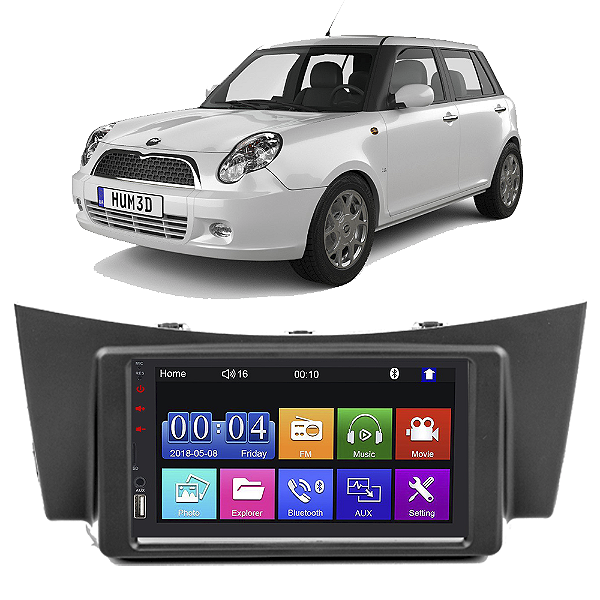 Kit Multimídia Mp5 Lifan 320 2010-2012 7” Android IOS USB SD Bluetooth Rádio FM