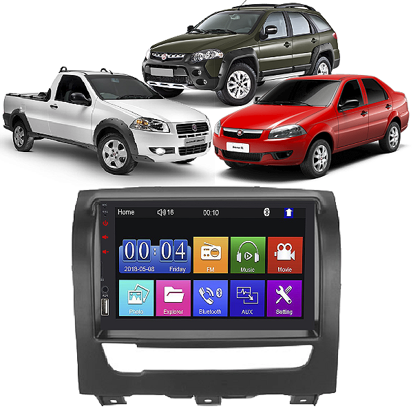 Kit Multimídia Mp5 PALIO 2012-2020 7” Android IOS USB SD Bluetooth Rádio FM