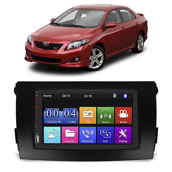 Kit Multimídia Mp5 COROLLA 2009-2014 7” Android IOS USB SD Bluetooth Rádio FM