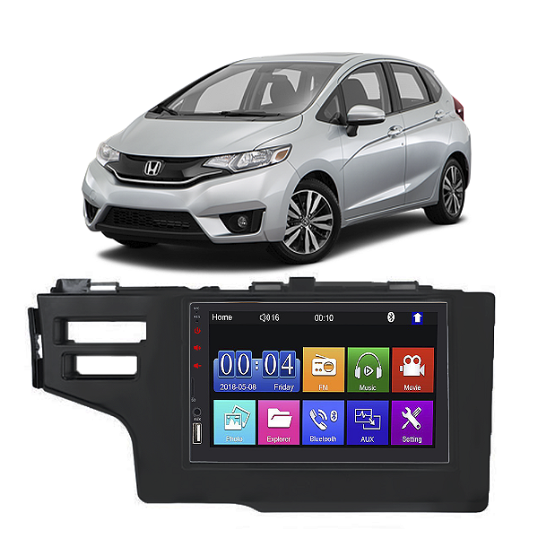 Kit Multimídia Mp5 FIT WRV 2015-2021 7” Android IOS USB SD Bluetooth Rádio FM