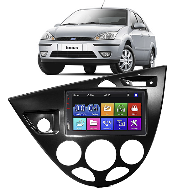 Kit Multimídia Mp5 FOCUS 2001-2008 7” Android IOS USB SD Bluetooth Rádio FM