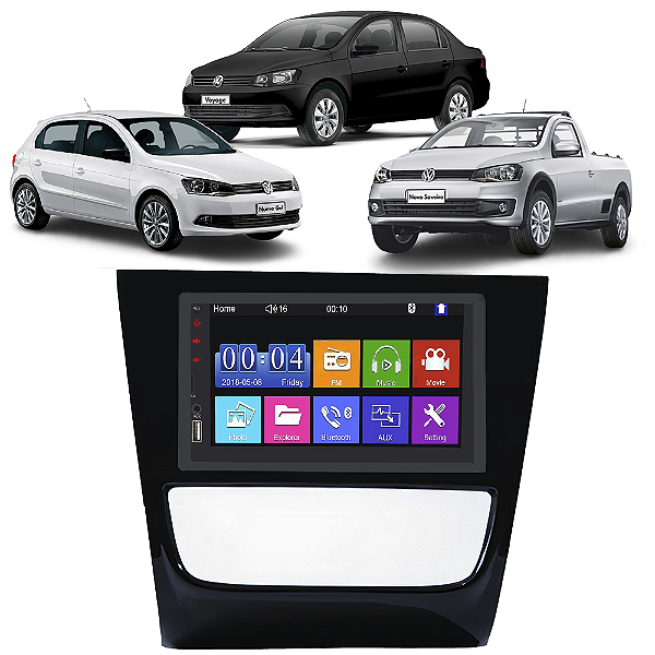 Kit Multimídia Mp5 GOL G6 2013-2016 7” Android IOS USB SD Bluetooth Rádio FM
