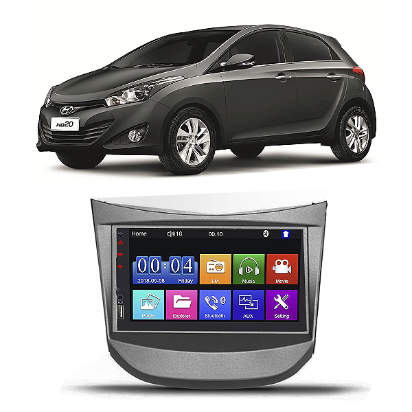 Kit Multimídia Mp5 HB20 (2012-2019) 7” Android IOS USB SD Bluetooth Rádio FM