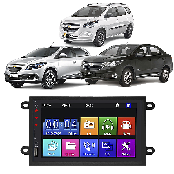 Kit Multimídia Mp5 ONIX 2013-2019 7” Android IOS USB SD Bluetooth Rádio FM