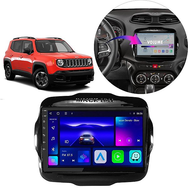 Kit Multimídia Android Octa-Core 4/64GB CarPlay Jeep Renegade 2015-2024