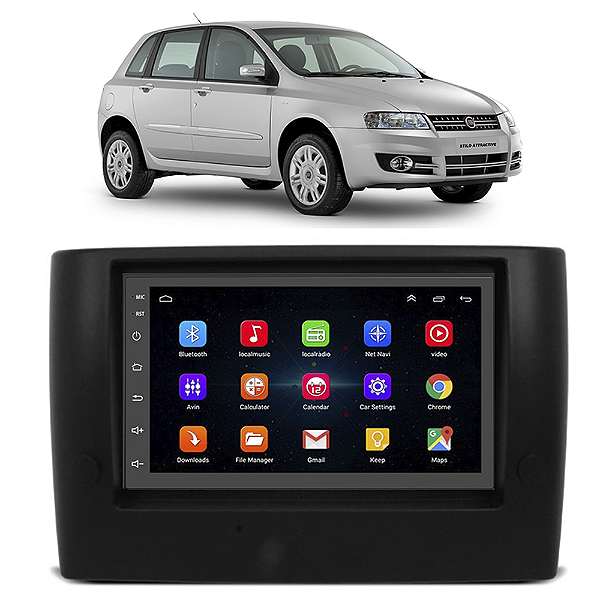 Kit Multimídia Android Stilo 2003-2011 7'' Polegadas 1-16GB GPS TV Online Bluetooth WiFi