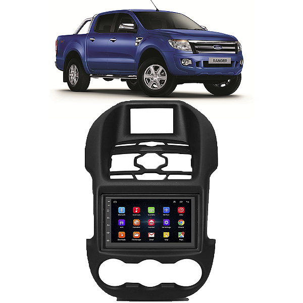 Kit Multimídia Android Ford Ranger 2012-2016 GPS Integrado Moldura Câmera Ré