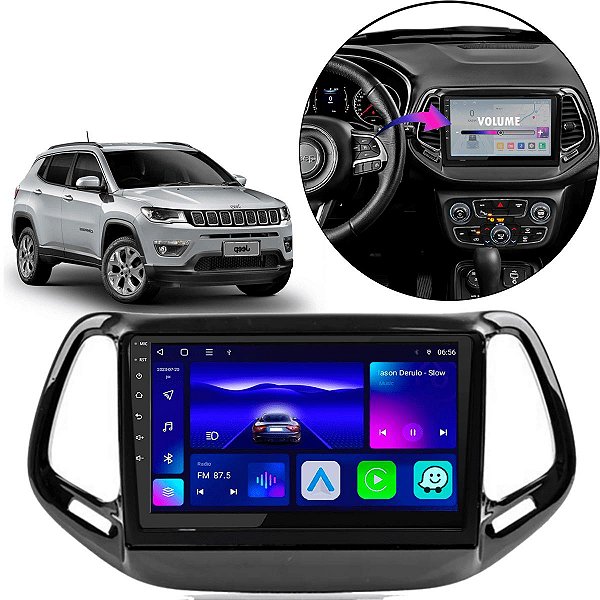Kit Multimídia Android Octa-Core 4/64GB Jeep Compass 2017-2021 CarPlay