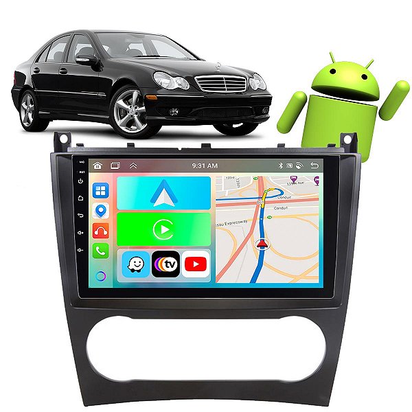 KIT MULTIMIDIA ANDROID 9" CLASSE C 05/07 PRETO 9 POL MERCEDE