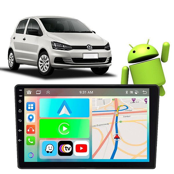 Kit Multimídia Carplay Android Auto 9” Fox 2016-2021 GPS TV Online Google Assistente Siri Câmera de Ré