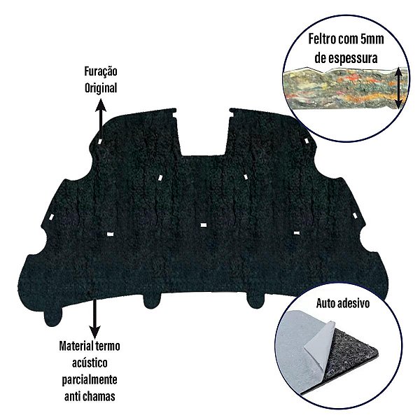 Forro Capo Ford Focus 2009-2013 Manta Autocolante Isolante termoacustico + Presilhas
