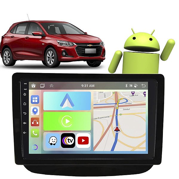 Kit Central Multimídia Android 9" Polegadas 2/32GB Chevrolet Onix 2020-2024 CarPlay WiFi GPS