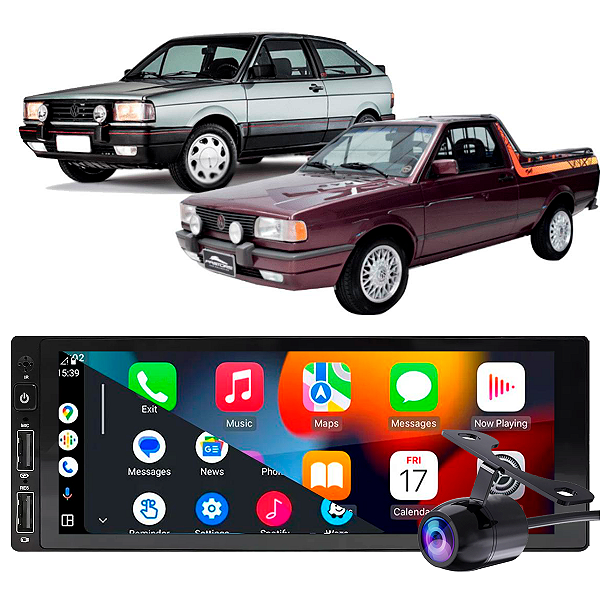 Kit Multimídia 1 Din 2-32GB Gol Parati G1 1988-1994 Android Auto CarPlay Google Assistente + Câmera de Ré