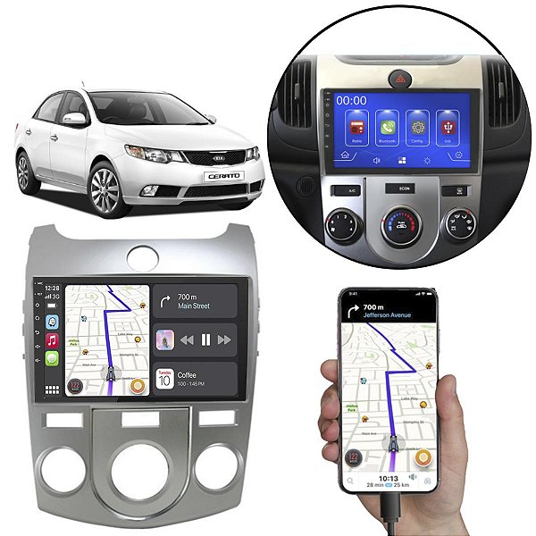 Kit Multimídia MP5 Kia Cerato 2009-2013 9 Pol Android-Auto Carplay
