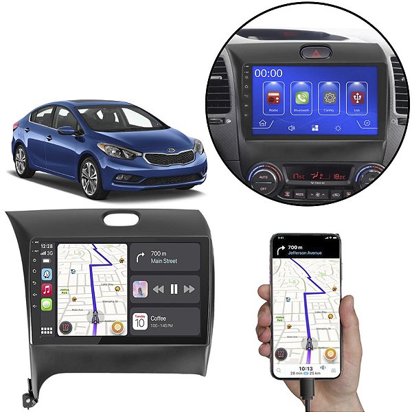 Kit Multimidia Kia Cerato 2013-2019 Mp5 9" Pol + Câmera de Ré