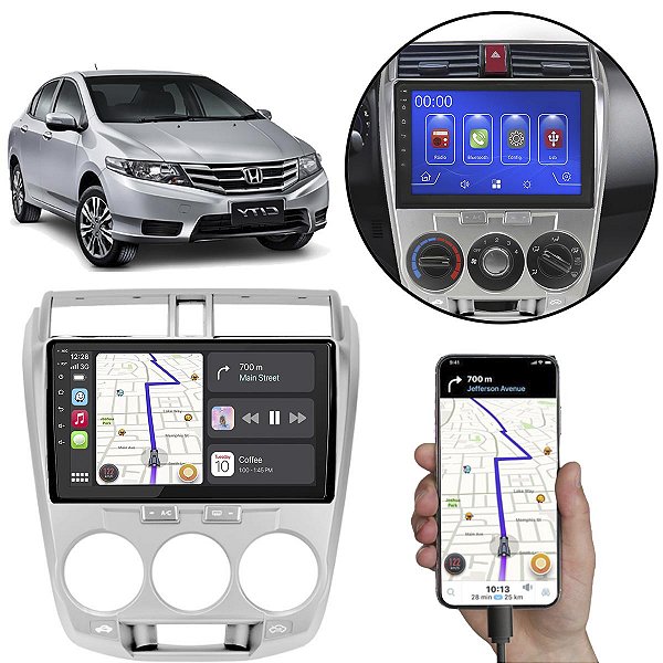 Kit Multimídia 9” Polegadas Honda City 2009-2014 MP5 CarPlay/Android Auto