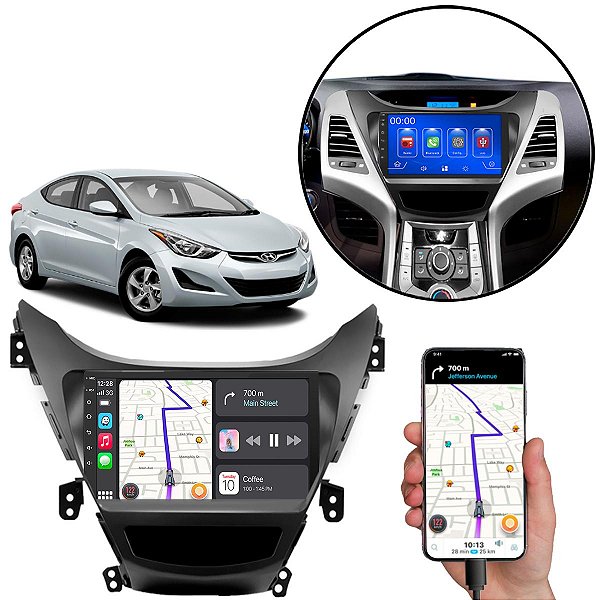 Kit Multimídia 9” Polegadas Hyundai Elantra 2014-2016 MP5 CarPlay/Android Auto
