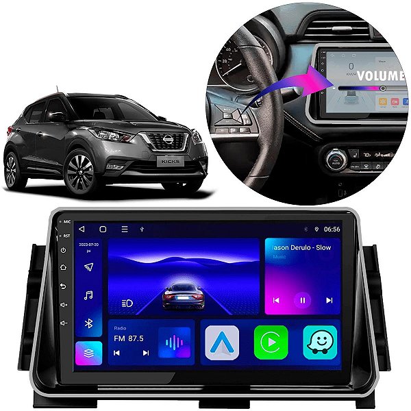 Kit Central Multimídia Android Octa-Core 9" Polegadas Nissan Kicks 2016-2021 + Câmera de Ré + CanBus