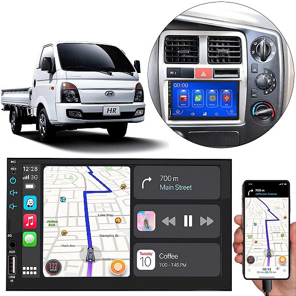 Kit Central Multimídia MP5 Hyundai HR 2008 a 2019 CarPlay Android Auto + Câmera de Ré
