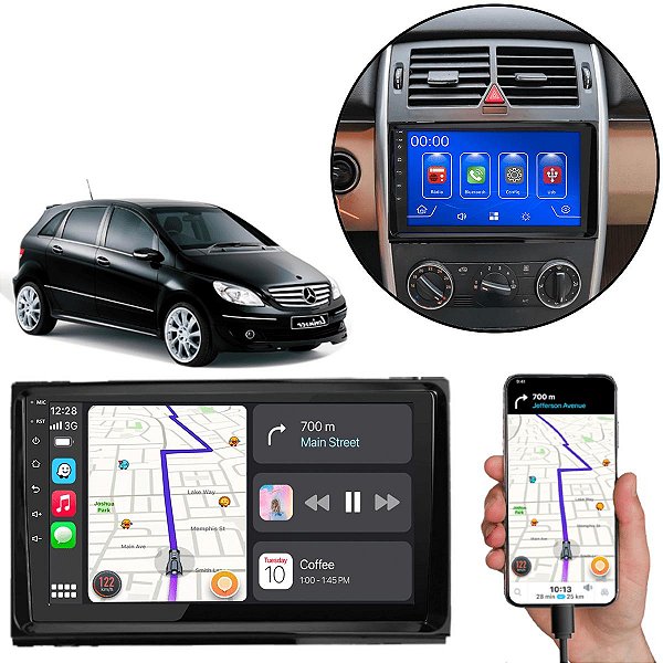 Kit Multimídia 9” Polegadas Mercedes B200 2006-2012 MP5 CarPlay/Android Auto
