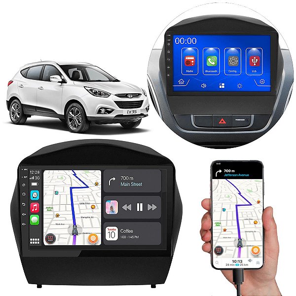 Kit Multimídia MP5 Hyundai Ix35 2010-2022 9 Pol Android-Auto Carplay