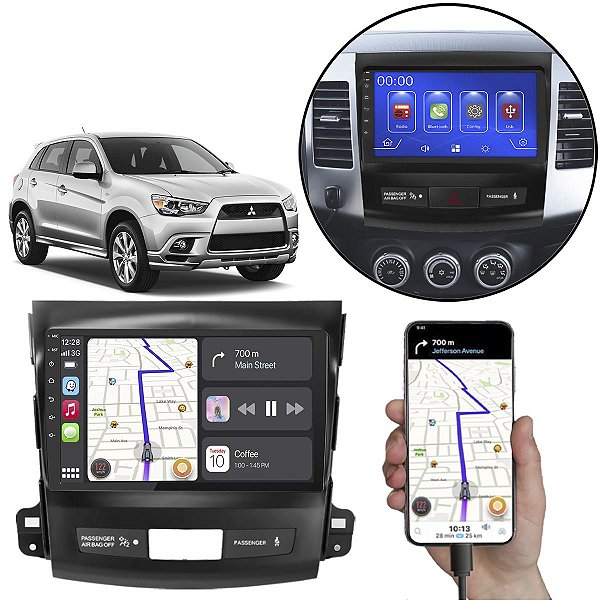 Kit Multimidia Mitsubishi Outlander 2008-2013 Mp5 9" Pol + Câmera de Ré