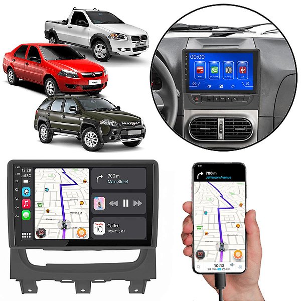 Kit Multimídia 9 Polegadas Fiat Palio Economy 2012-2020 MP5 CarPlay + Câmera e Moldura