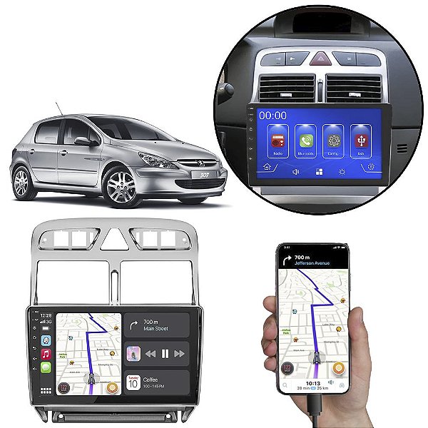 Kit Central Multimidia Peugeot 307 2002-2012 Mp5 9" Pol Android-Auto Carplay