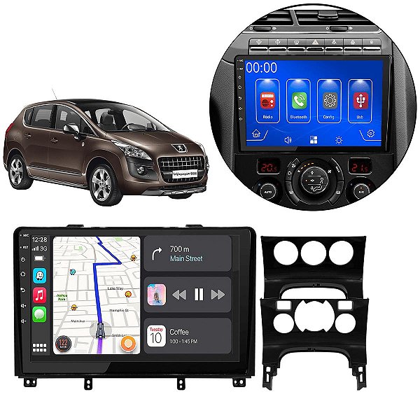 Kit Multimídia 9” Polegadas Peugeot 3008 2011 a 2016 MP5 CarPlay/Android Auto
