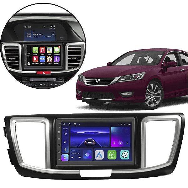 Kit Multimidia Android 7p Accord 13 14 15 17 CarPlay BT Waze Wifi Rádio
