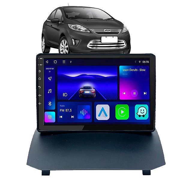 Kit Central Multimídia Android Octa-Core 4-64GB Ford Fiesta Mexicano 2010 a 2013 GPS + Câmera