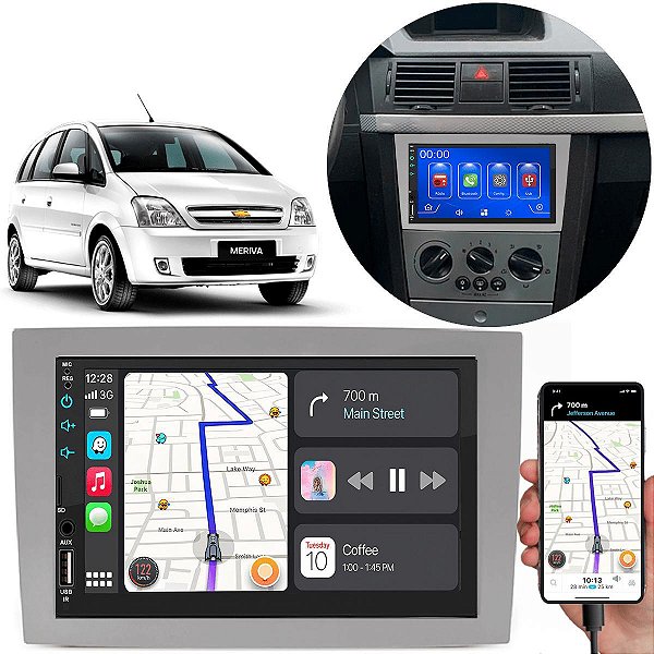 KIT MULTIMIDIA MP5 7" MERIVA 03/10 2 DIN PRETO JP/CH CHEVROL