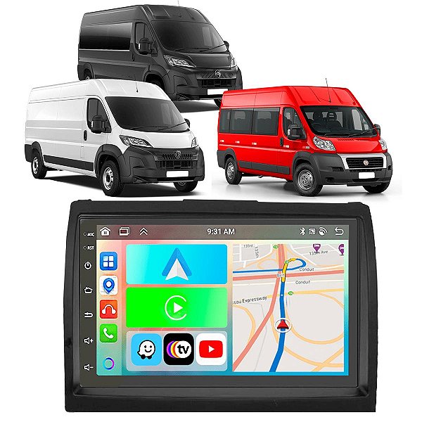 Kit Central Multimídia Android 2-32GB Fiat Ducato Peugeot Boxer Citroen Jumper 2018 a 2022