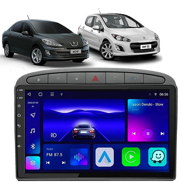 Kit Central Multimídia Android Octa-Core 4-64GB Peugeot 308 408 2012 a 2019 GPS + Câmera