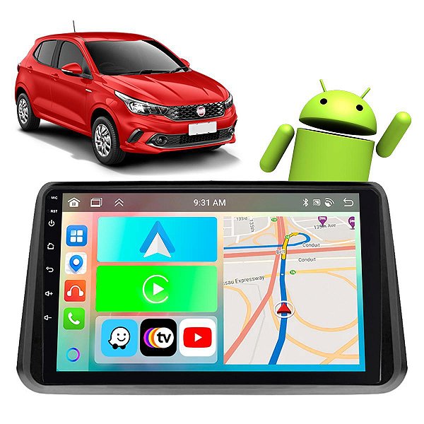 KIT MULTIMIDIA ANDROID 9" ARGO 18/23 PRETO FIAT CARPLAY ANDR