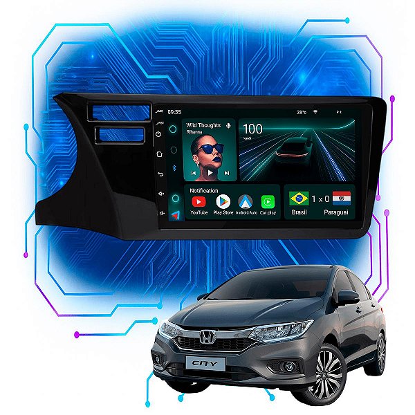 KIT MULTIMIDIA ANDROID 4GB/64GB 9" CITY 15/21 2 FUROS BLACK