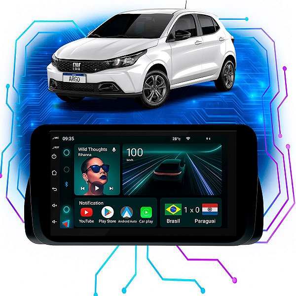 Kit Multimídia Android 7” 4+64gb Argo Cronos 2018–2023 CarPlay Android Auto GPS