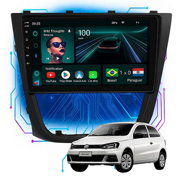 Kit Multimídia Android 9” GolG5 2008-2012 | 4GB + 64GB, CarPlay e Android Auto
