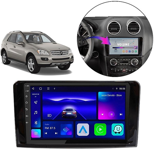 Kit Multimídia Android 9" Octa-Core 4/64GB Mercedes Ml 2006-2010 CarPlay GPS + Slot Chip 4G