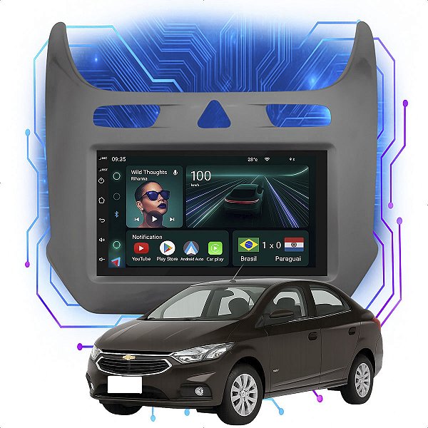 Kit Multimídia Android 7” Cobalt 2012-2020 | 4GB + 64GB, CarPlay e Android Auto