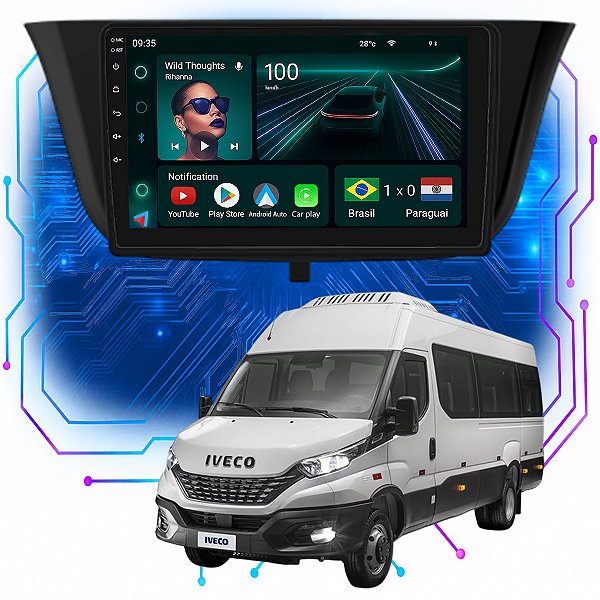 Kit Multimídia Android 9” Iveco 2020-2024 | 4GB + 64GB, CarPlay e Android Auto