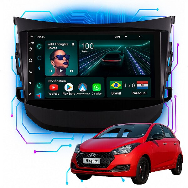 Kit Multimídia Android 7" Hb20 2012-2019 | 4GB + 64GB, CarPlay e Android Auto