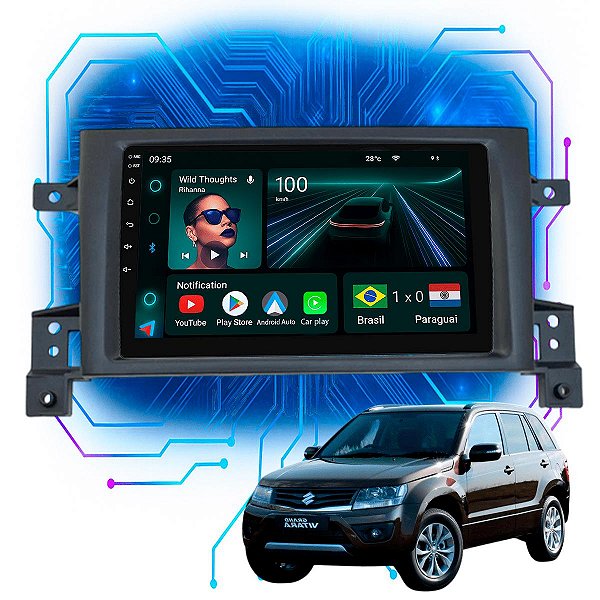 Kit Multimídia Android 9” Vitara 2005-2015 | 4GB + 64GB, CarPlay e Android Auto