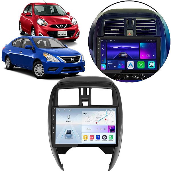 Kit Central Multimídia Android Octa-Core 4-64GB March Versa 2014-2020 + Câmera de Ré GPS
