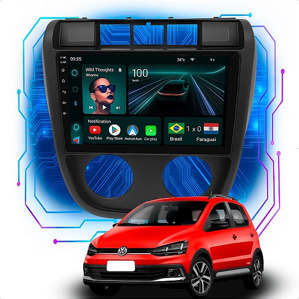 Compartilhar Adicionar aos desejos Kit Multimídia Android 9” Fox 2003-2009 | 4GB + 64GB, CarPlay e Android Auto