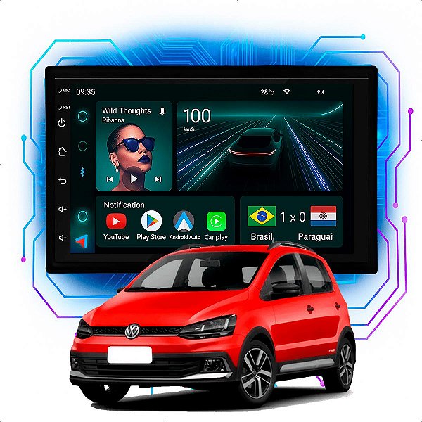 Kit Multimídia Android 7” Fox 2010-2013 | 4GB + 64GB, CarPlay e Android Auto